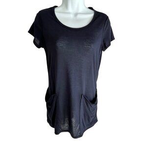 Martin + Osa Womens Black Short Sleeve Tunic Top W/ Pockets Size M 87m